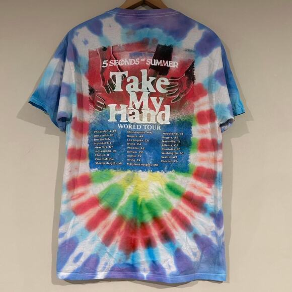 5 Seconds Of Summer Take My Hand Tie Dye Tee Shirt - Picture 2 of 6